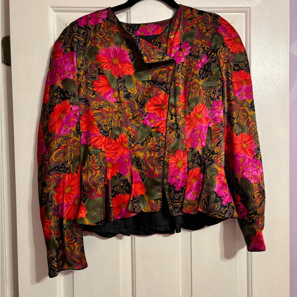 Vibrant Satin Floral Jacket